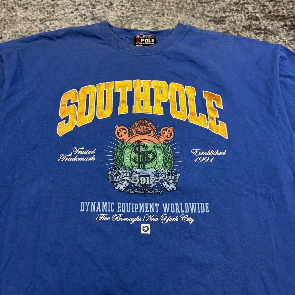 Vintage Southpole T Shirt Mens XXL Blue Hip-Hop Streetwear Graphic Y2K 2000s - Picture 3 of 11